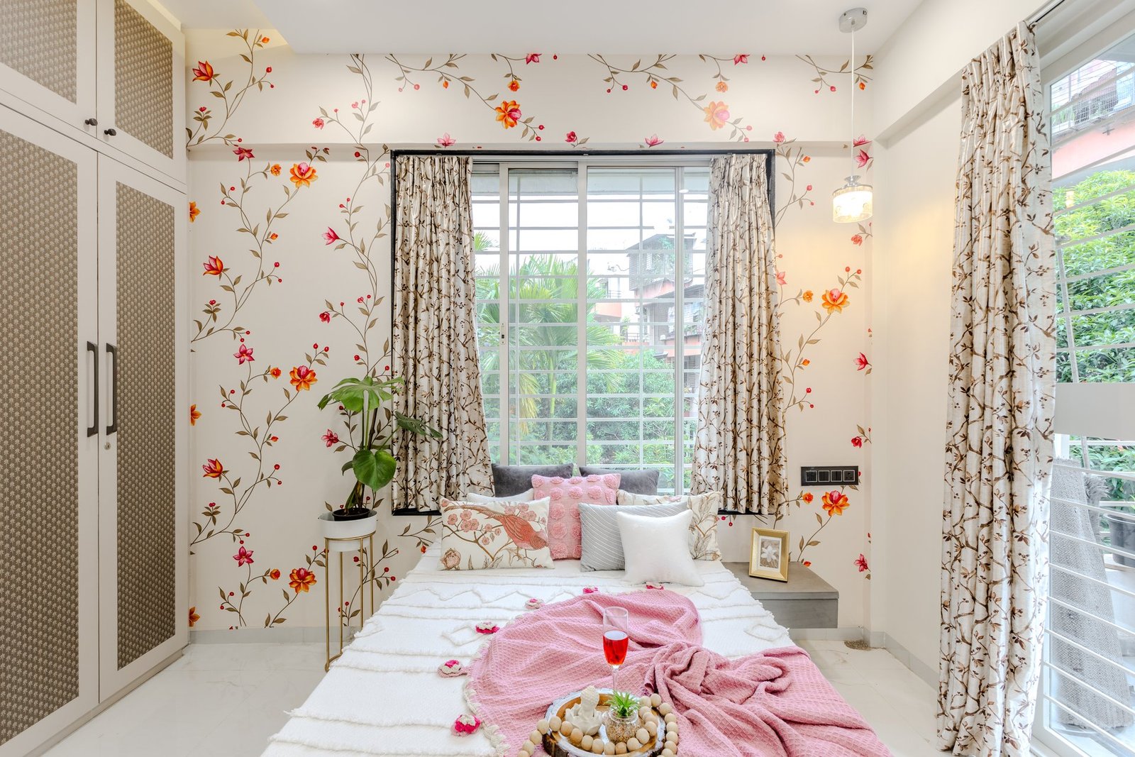 Master bedroom with custom cane and textured wardrobe by Design DNA
