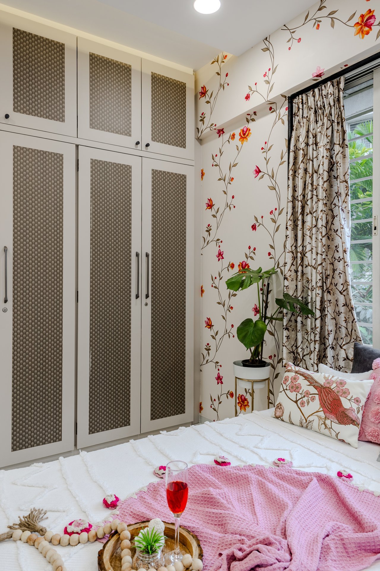 Custom bedroom wardrobe with textured front panels by Design DNA